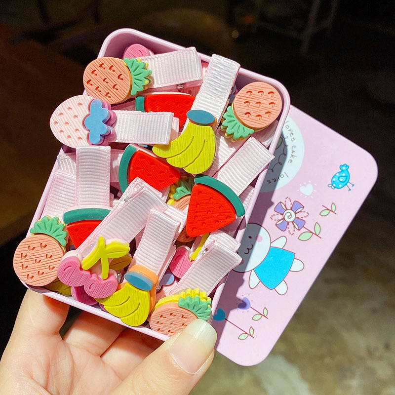 Bộ 10 Kẹp Tóc Cao Su Họa Tiết Hoạt Hình Dễ Thương Cho Bé