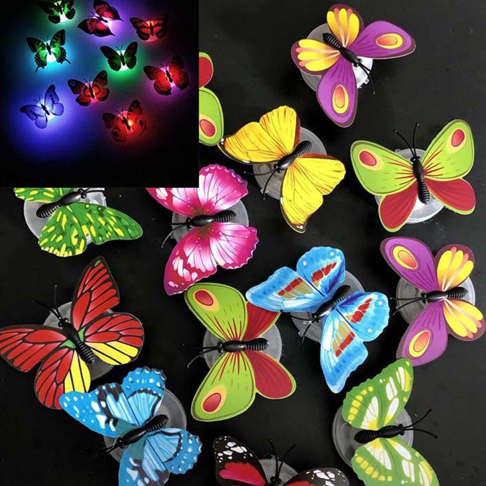 1 Set 5 Đèn LED Hình Bươm Bướm Nhiều Màu Sắc Dùng Trang Trí Phòng Ngủ