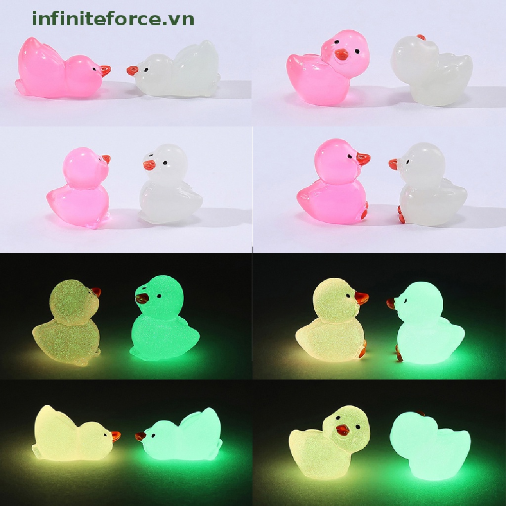 Set 1 / 10 Vịt Đồ Chơi Bằng Nhựa Phát Sáng Trong Bóng Tối Trang Trí Nhà Búp Bê / Sân Vườn DIY