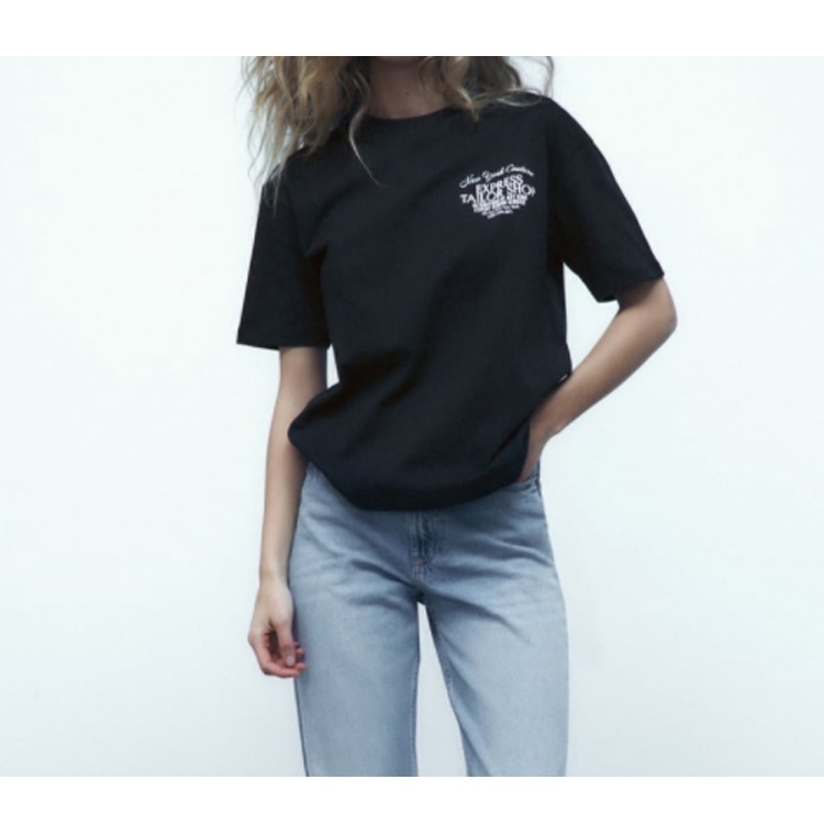 Áo Thun Tay Ngắn Cổ Tròn Phối Màu Tương Phản Thời Trang Zara 235643312