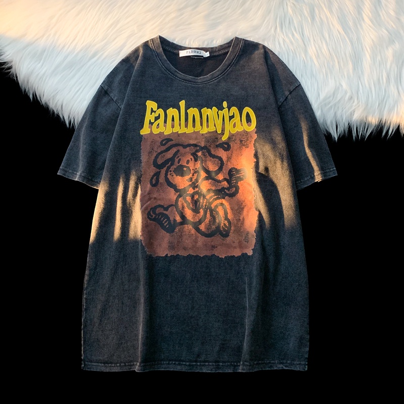 NRVP Áo Thun 100% Cotton Tay Ngắn Dáng Rộng In Họa Tiết Độc Đáo Phong Cách Hàn Quốc Thời Trang Cho Nam Và Nữ