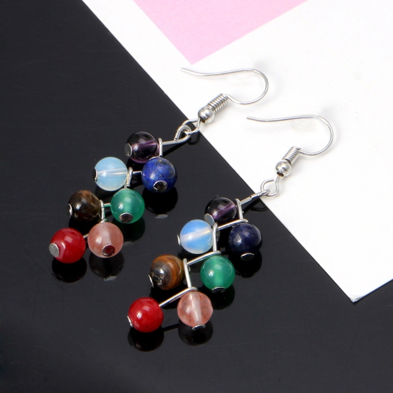 Khuyên Tai Xỏ Hạt Hợp Kim Màu Cầu Vồng Phong Cách Tối Giản Cổ Điển Cho Nữ