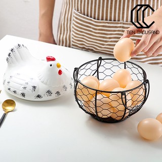 [TT]☼Egg Storage Basket Chicken Shape Decoration Iron Anti-slip Egg Storage Container for Kitchen