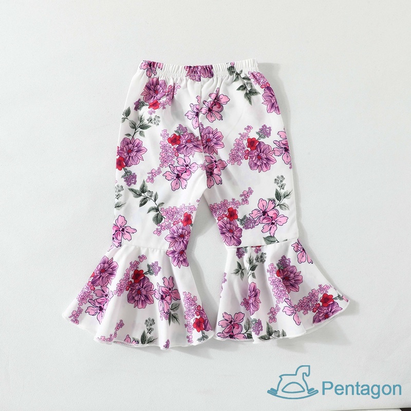 Set Đồ Mùa Hè 2 Món Gồm Áo Trơn Màu Và Quần Ống Loe Cho Bé Gái