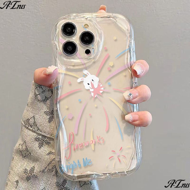 ✅Ốp Điện Thoại Mềm Trong Suốt Chống Sốc In Hình Thỏ Pháo Hoa Cho iPhone14 / 13promax 12 / 11 7 / 8p xs / r