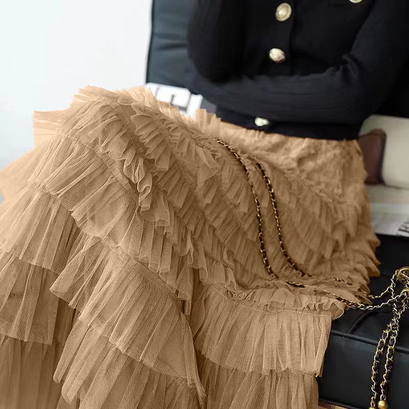 Chân Váy Đuôi Cá Dáng Dài Nhiều Tầng Phong Cách Công Chúa Hàn Quốc Thời Trang Xuân Thu Hàng Mới Chân Váy Xẻ Tà Thiết Kế Xinh Xắn Cho Nữ