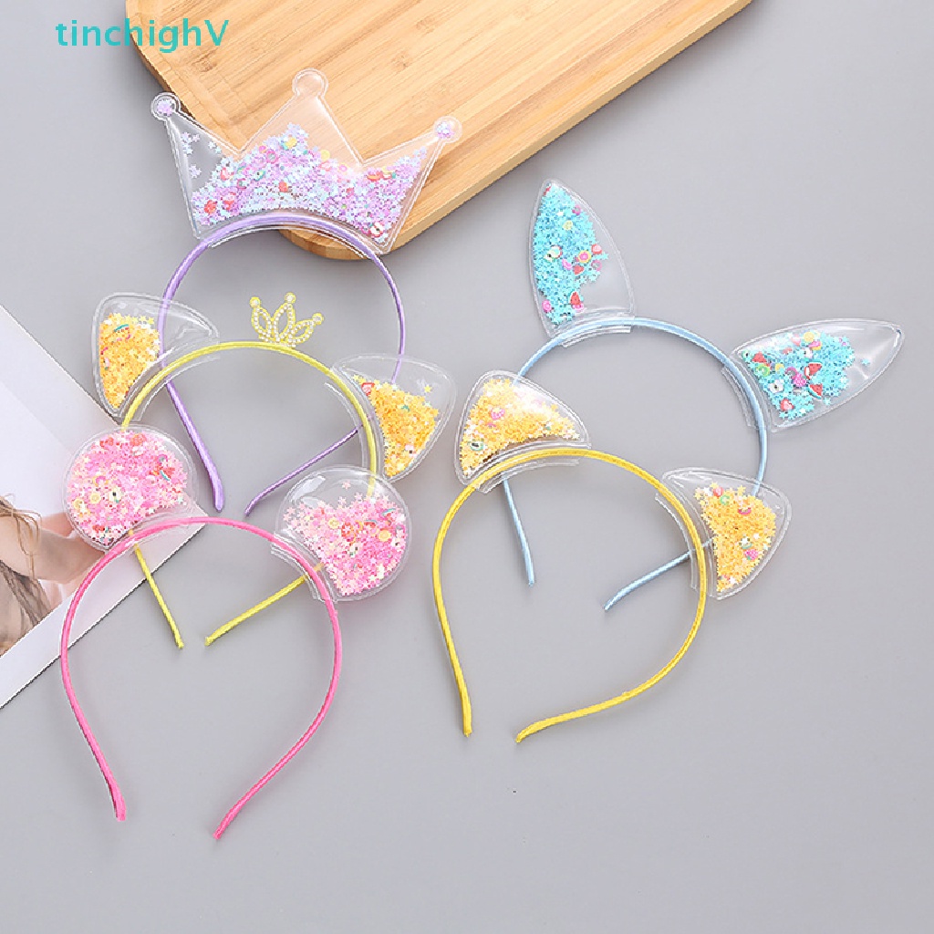 Băng Đô Trong Suốt Phối Cát Chảy Lấp Lánh Thời Trang Cho Bé Gái