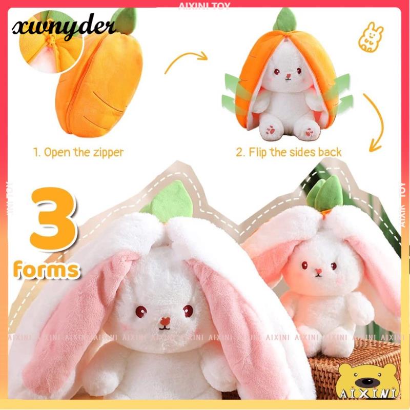 2 Trong 1Thỏ dâu Nhồi Bông 2 Trong 1 Tai Dài Dễ Thương, Gấu Bông Thỏ cà rốt Hình Thú Cao Cấp Cute Dễ Thương Bunny Size 18/25/35cm