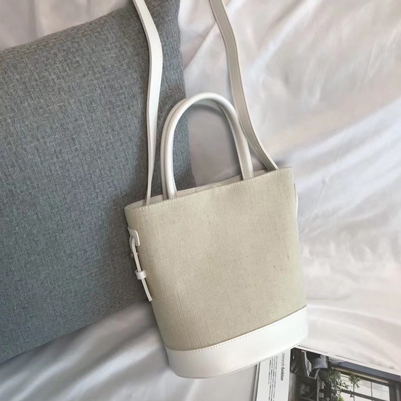 Ielgy Túi canvas Đeo Chéo Màu Sắc Tương Phản Phong Cách Đơn Giản