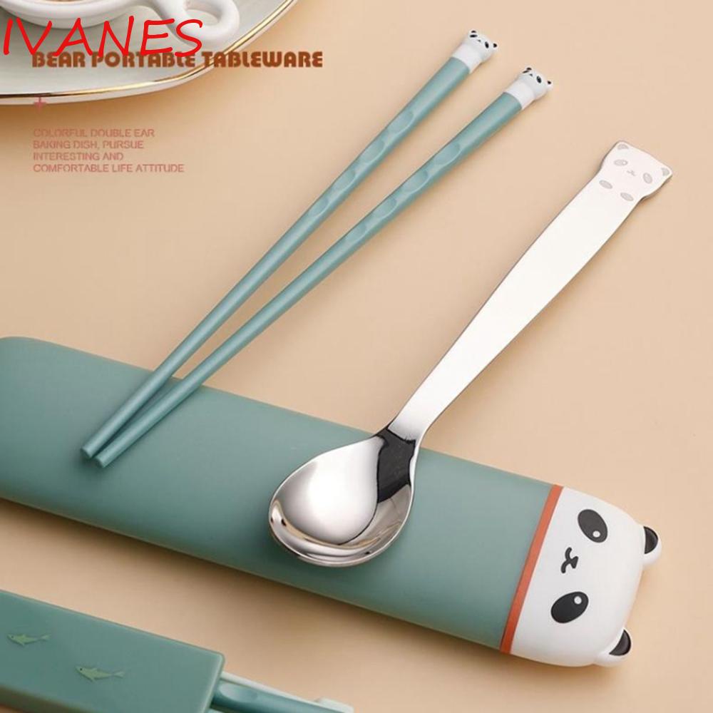 Bộ Muỗng Đũa Bằng Silicone Và Thép Không Gỉ Chống Trượt