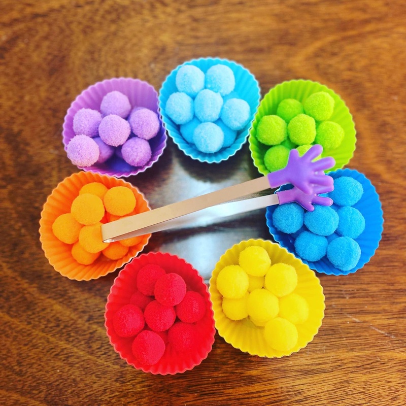 Kids Fine Motor Skills Clip Ball Toy Toddler Color Sorting Bowls Preschool Counting Montessori Early Learning Toys