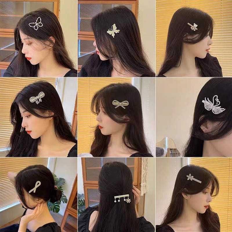Kẹp Tóc Kim Loại Hình Bướm Đính Đá Thời Trang Hàn Quốc Cho Nữ