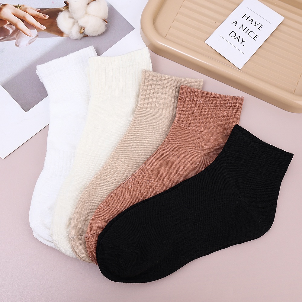 [Màu Sắc Ngẫu Nhiên] Vớ Mắt Cá Chân Màu Trơn Thời Trang Xuân Thu / Vớ Thể Thao Chống Trượt Đơn Giản Mềm Mại Mỏng Dành Cho Bạn Nữ