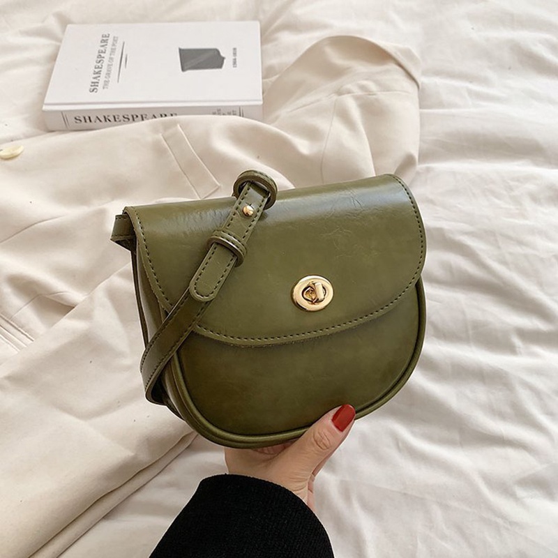 Túi Đeo Chéo Khóa Tròn Nhỏ Thiết Kế Đa Năng Tinh Tế Màu Vàng Cho Nữ