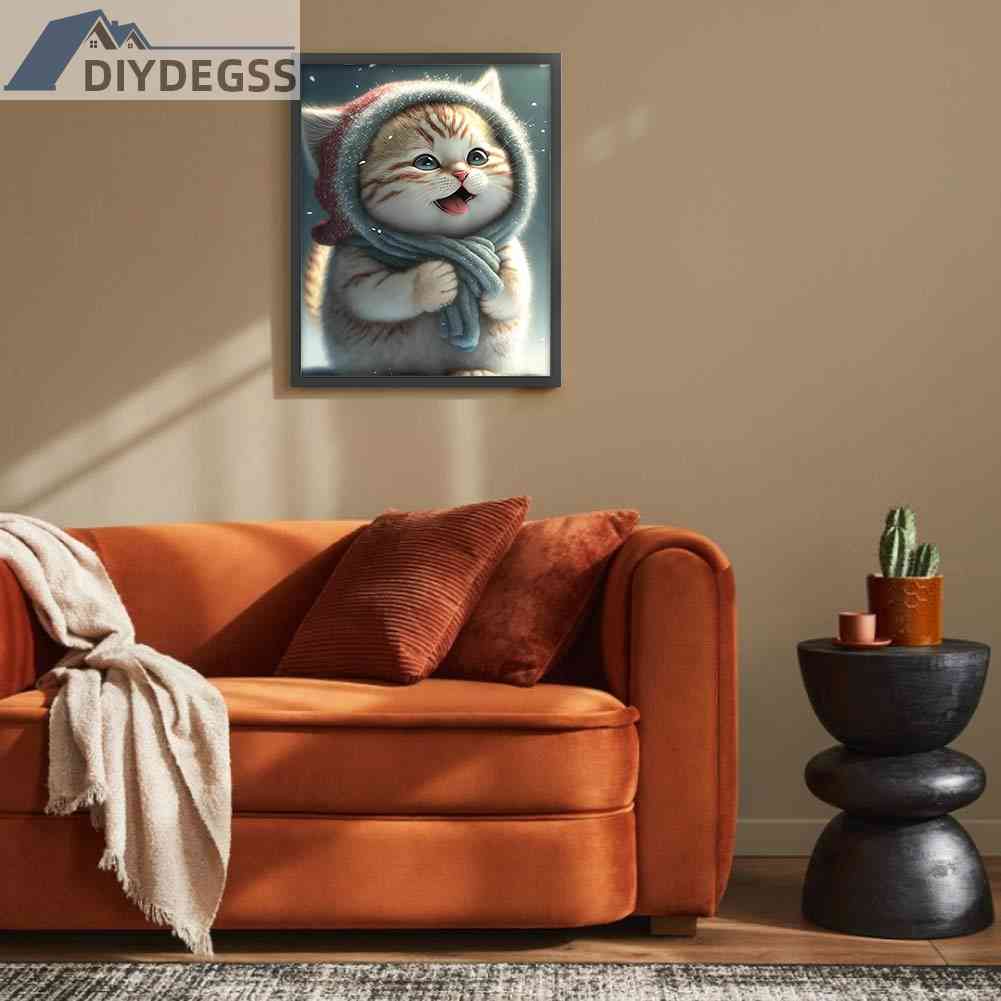 Tranh Đính Đá Kim Cương Toàn Bộ 5D DIY Hình Vẽ Mèo Trang Trí Nhà Cửa