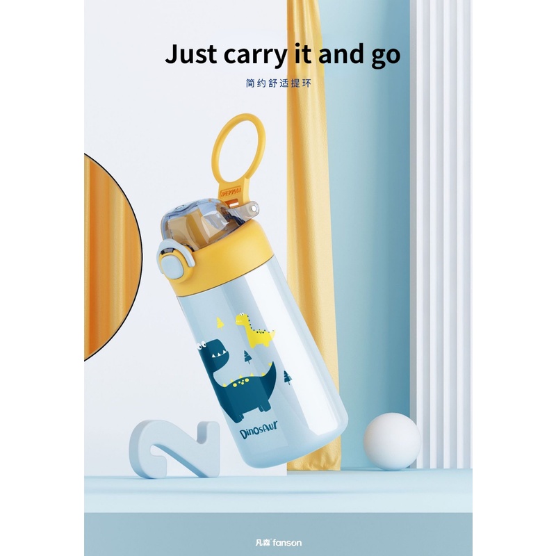 Bình Nước Giữ Nhiệt Bằng Thép Không Gỉ 304 350ml In Họa Tiết Hoạt Hình Dễ Thương Cho Bé