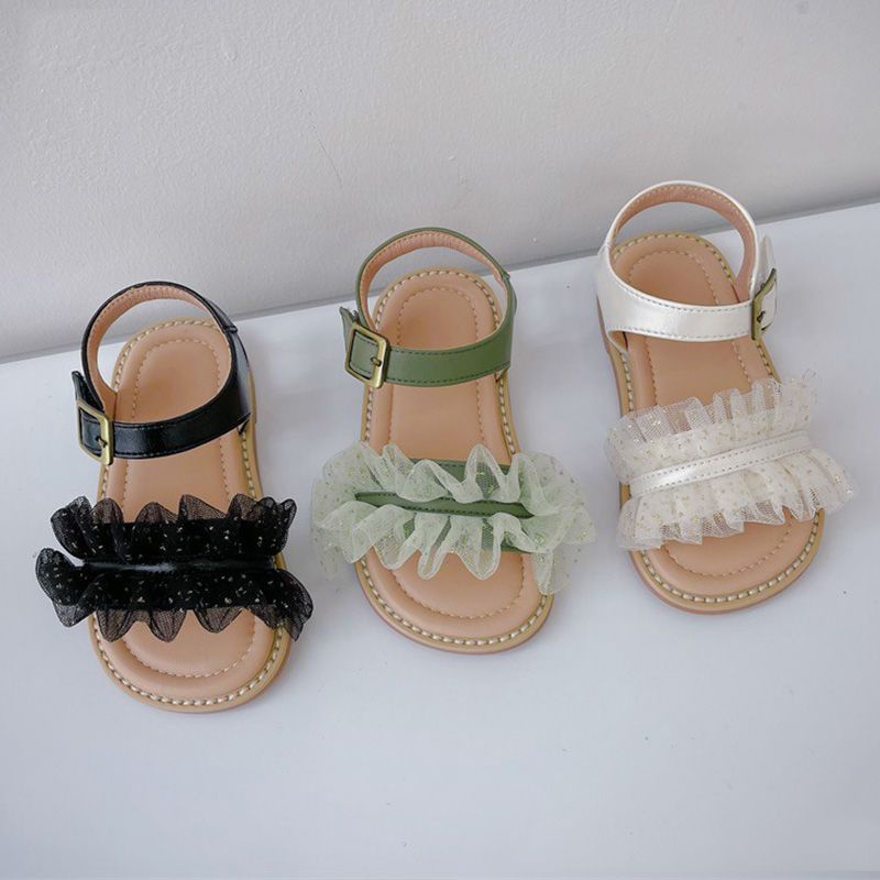 Xăng đan Công Chúa Đế Mềm Phối Ren Thời Trang Mùa Hè 2023 Cho Bé Gái