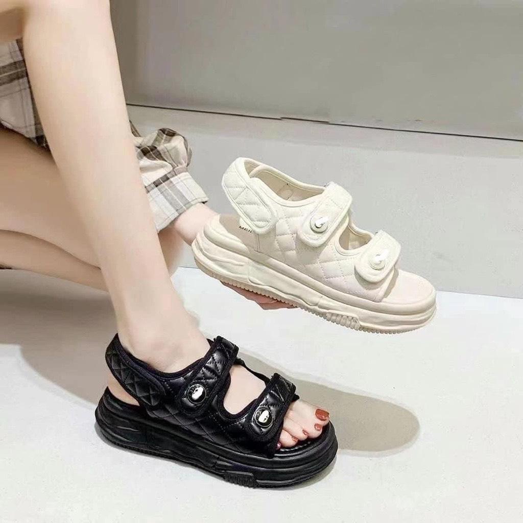 Giày Sandal nữ đế bánh mì độn đế 5 phân 2 quai dán thời trang SD42 ANN_Official