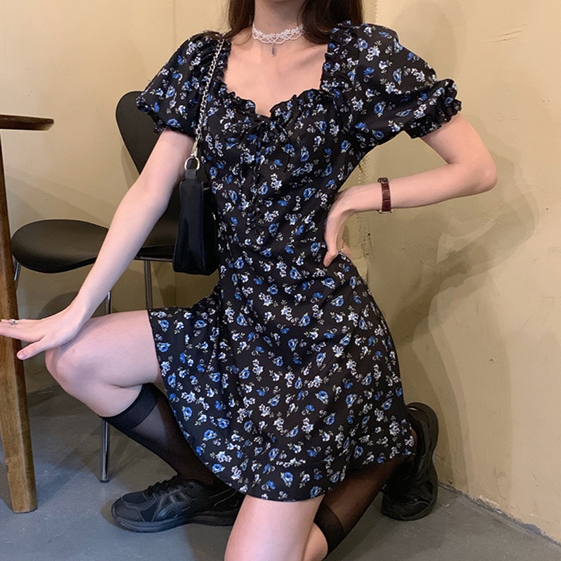 IELGY   Đầm Cổ Vuông Phong Cách Cá Tính Cho Nữ