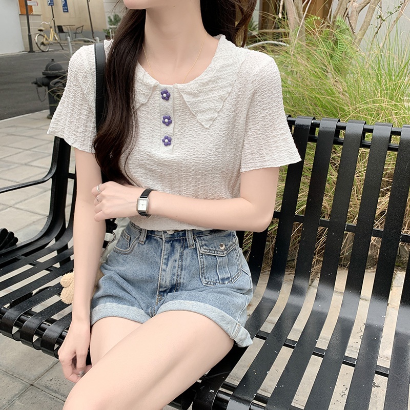 NRVP Áo Thun Tay Ngắn Dáng Ôm In Họa Tiết Độc Đáo Thời Trang Đường Phố Hàn Quốc Cho Nữ