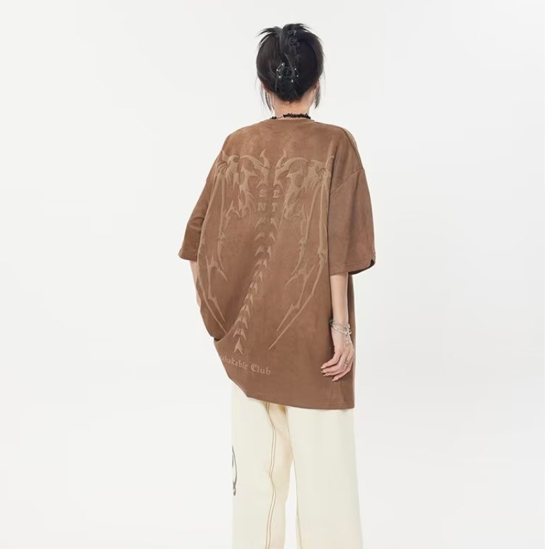 Áo Thun Tay Ngắn Cổ Tròn In Hình Phong Cách Hip hop Đường Phố Mỹ Thời Trang Mùa Hè Cho Nam Và Nữ