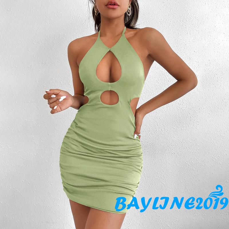 Bay-đầm Hai Dây Ôm Dáng Hở Lưng Thời Trang Mùa Hè Dự Tiệc Đường Phố Quyến Rũ Dành Cho Nữ