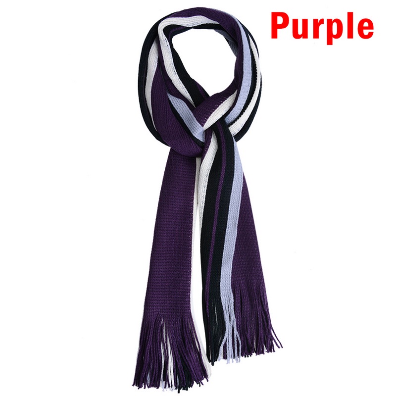 Khăn Choàng Cổ Dài Đan Len Tua Rua Giữ Ấm Mùa Đông Cho Nam Đen