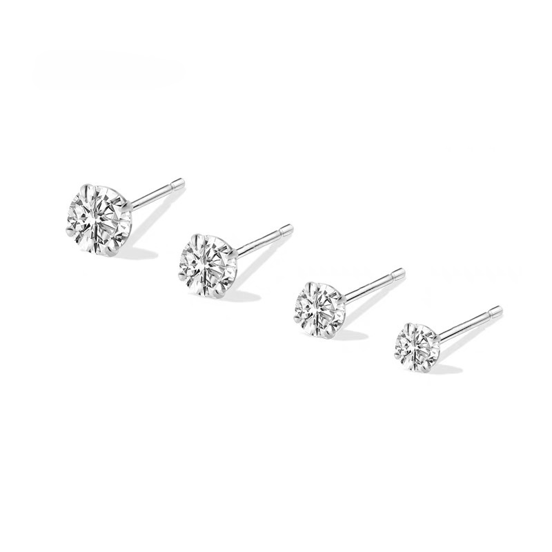 Set 2 Khuyên Tai Tròn Mạ Vàng 18k Đính Đá Zircon Không Gây Dị Ứng