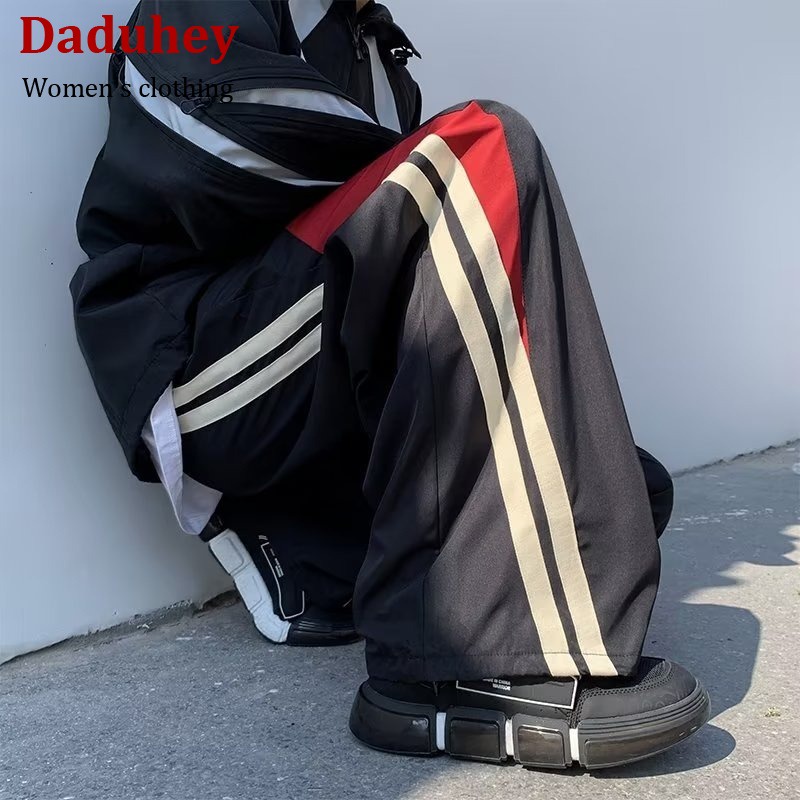 Quần dài chạy bộ cao cấp thấm hút mồ hôi khâu sọc phong cách hip hop Âu Mỹ mới 2023