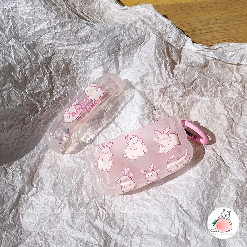 Vỏ Bảo Vệ Hộp Sạc Tai Nghe Airpods 1 2 Pro 3 IMD Không Dây Chống Thất Lạc Hình Thỏ Hồng Dễ Thương
