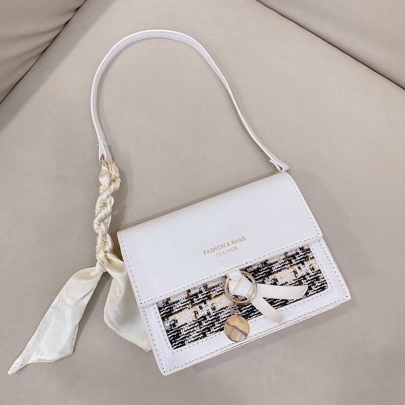 Túi xách nữ đeo chéo phối dạ móc tròn Fashion Bag BC02