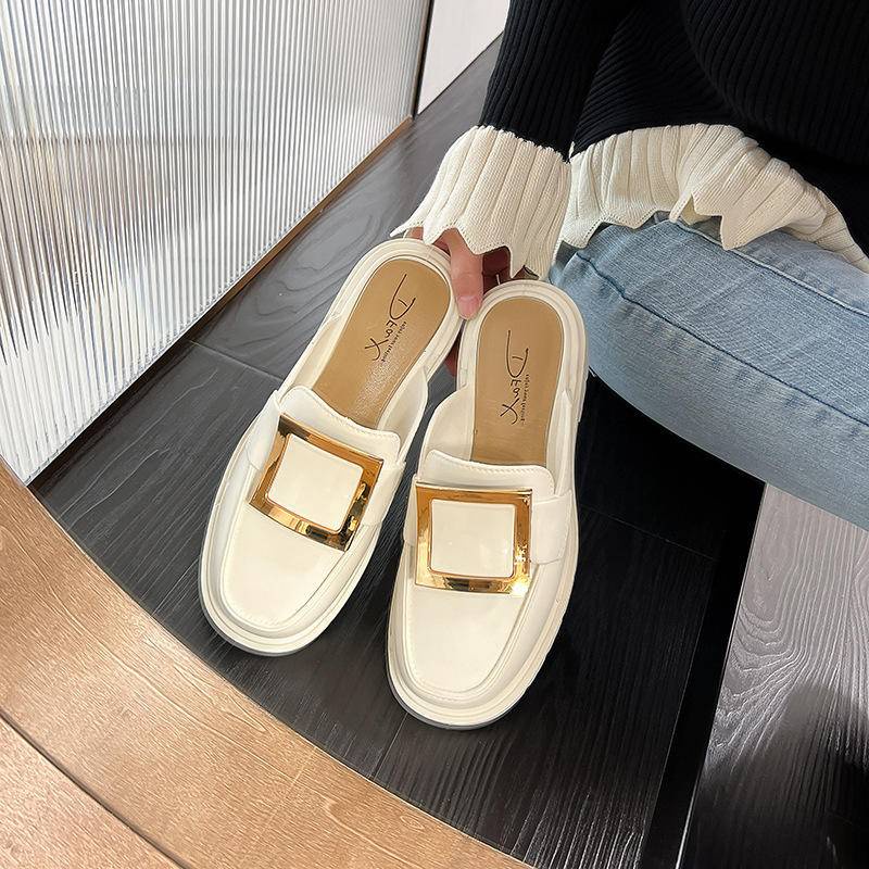 Dép Lười Đế Dày Chống Trượt Không Thấm Nước Phong Cách Anh Quốc Mới Cho Nữ