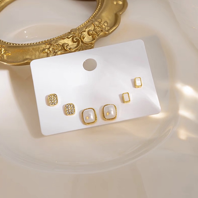 Bộ Bông Tai Ba Món Bằng Bạc 925 Đính Kim Cương Và Ngọc Trai Nhân Tạo Phong Cách Mới