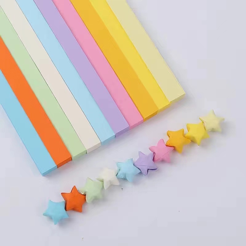 Bộ 540 Giấy Xếp Origami Hình Cầu Vồng Ngôi Sao May Mắn