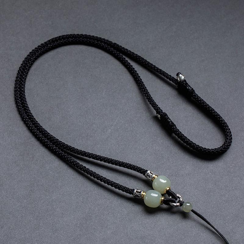 Huasu Dây Đeo Cổ Bằng Đá Ngọc Bích Hetian Tự Nhiên Dệt Tay Pixiu Guanyin 4.1 Dành Cho Nam Và Nữ