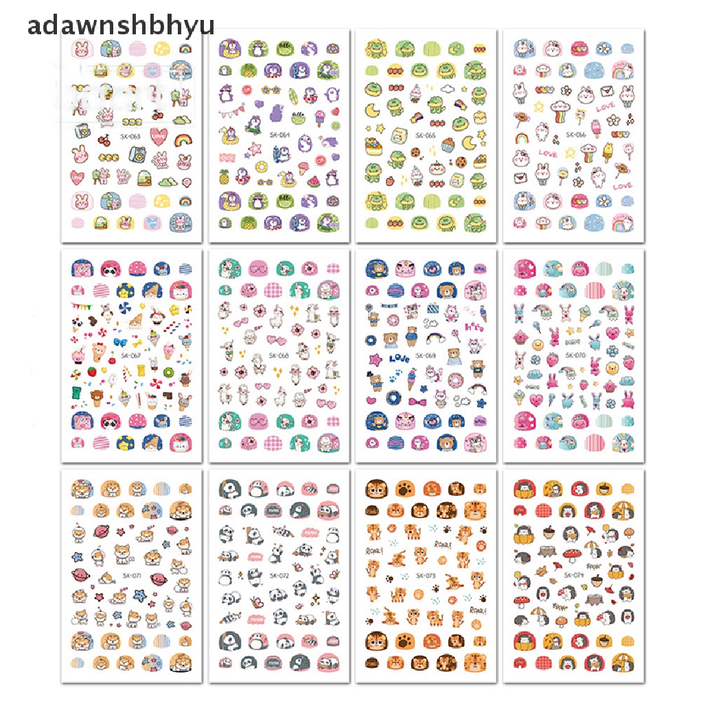 Miếng Dán Trang Trí Móng Tay Họa Tiết Động Vật Hoạt Hình 3D Đáng Yêu Cho Bé