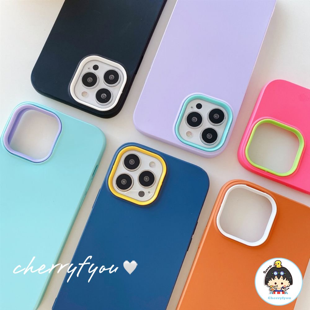 Ốp Điện Thoại TPU Mềm Chống Sốc Màu Trơn 3 Trong 1 Cho IPhone 14 13 12 11 Pro Max XS XR 8 7 Plus