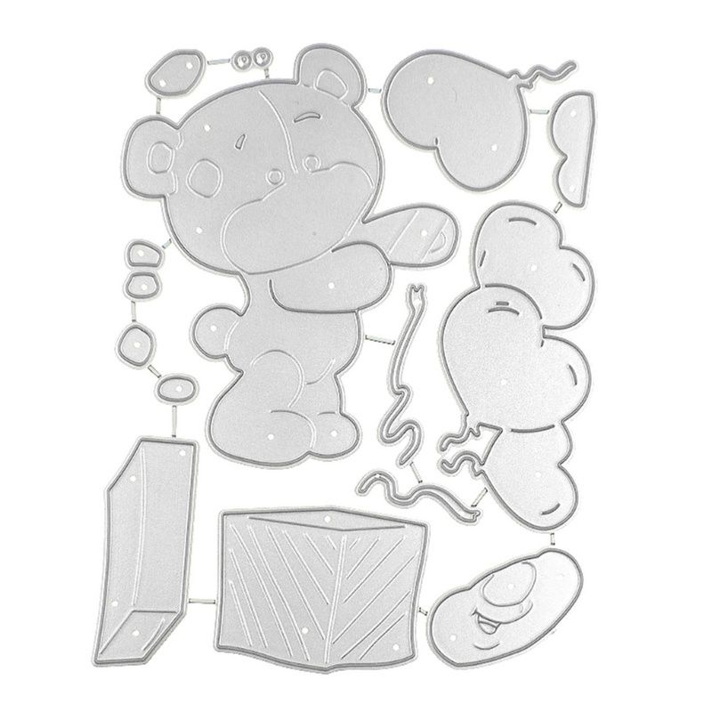 Khuôn Cắt Giấy Kim Loại Trang Trí Hình Gấu Và Bong Bóng