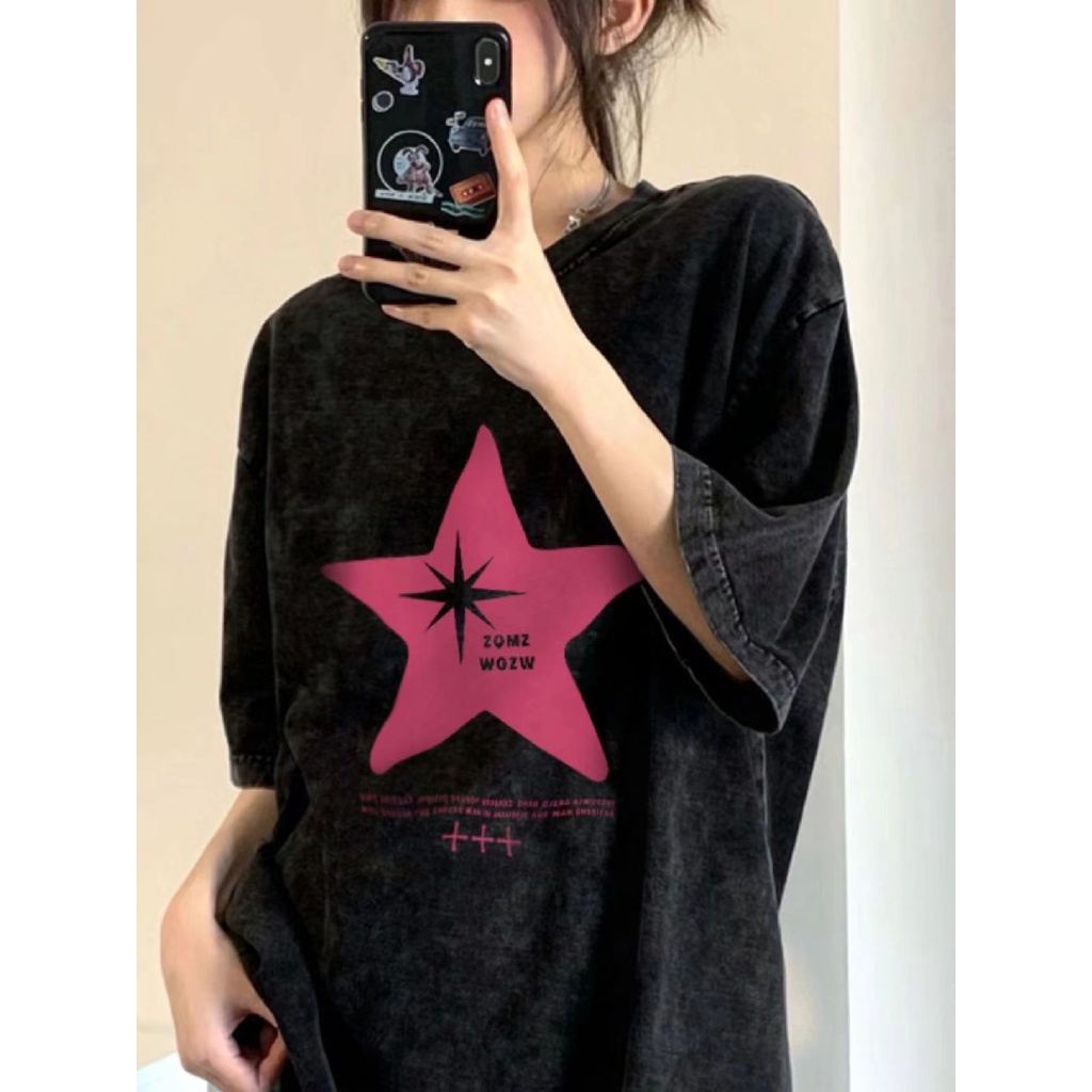 NRVP Áo Thun 100% Cotton Tay Ngắn Dáng Rộng In Họa Tiết Độc Đáo Phong Cách Hàn Quốc Thời Trang Cho Nam Và Nữ