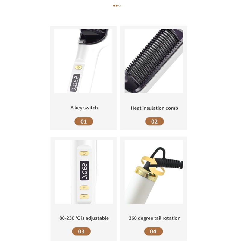 Lược Điện Duỗi Thẳng / Xoăn Tóc 2 Trong 1 Đa Năng Với Màn Hình LCD Phích Cắm US