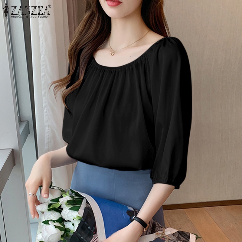 Áo sơ mi ZANZEA dài tay trễ vai thời trang Hàn Quốc cho nữ