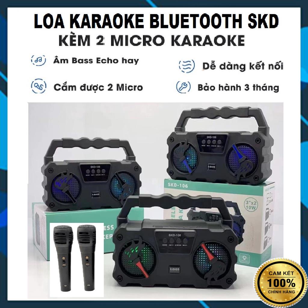 Loa Bluetooth Hát Karaoke SKD 106 - Tặng Kèm Mic Nghe Nhạc Cực Đã Âm Bass Cực Mạnh Loa Bluetooth Mini Bảo Hành 12 Tháng
