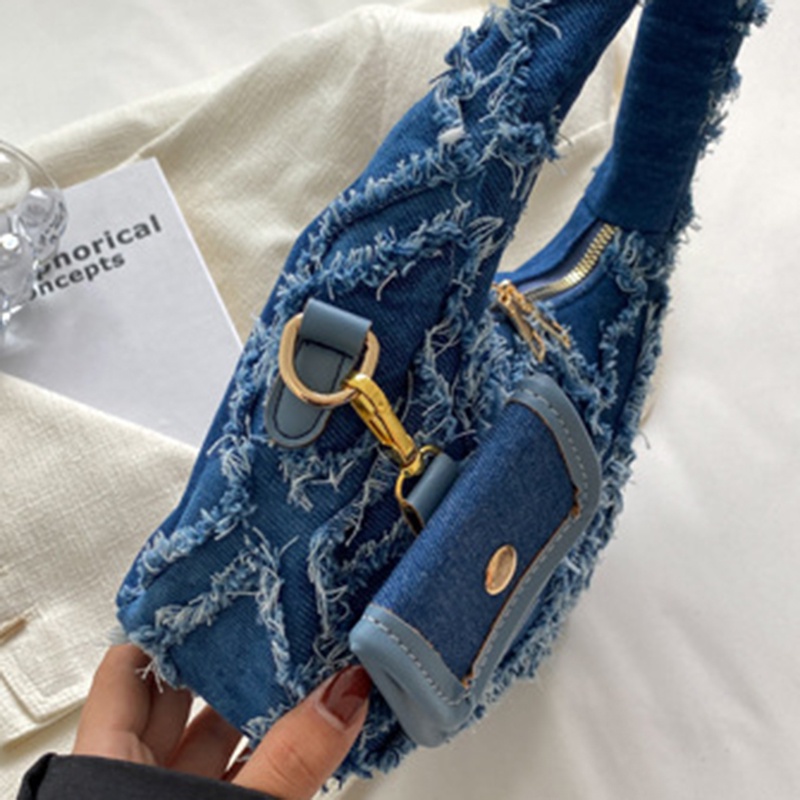 Ielgy retro niche Túi Xách Tay Bằng Vải canvas denim Đơn Giản Và Độc Đáo Cho Nữ