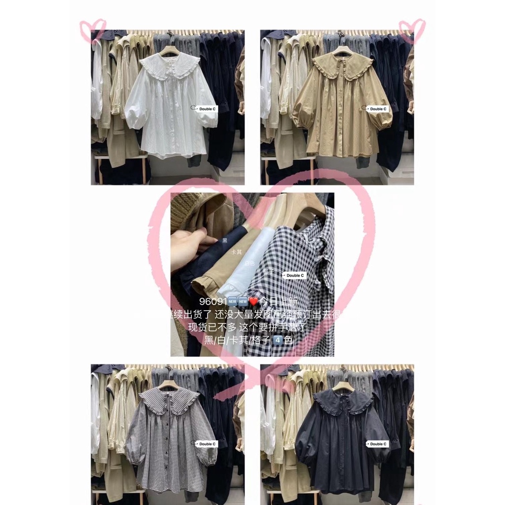 Áo Sơ Mi Cổ Búp Bê Họa Tiết Kẻ Sọc Dáng Rộng Thời Trang 2023