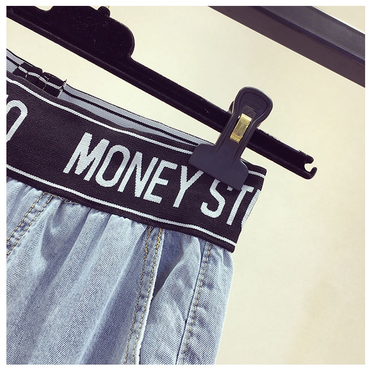 Quần denim Ống Rộng Lưng Cao Co Giãn Thêu Chữ Thời Trang Mùa Hè Hàng Mới 2023 Dành Cho Bạn Nữ