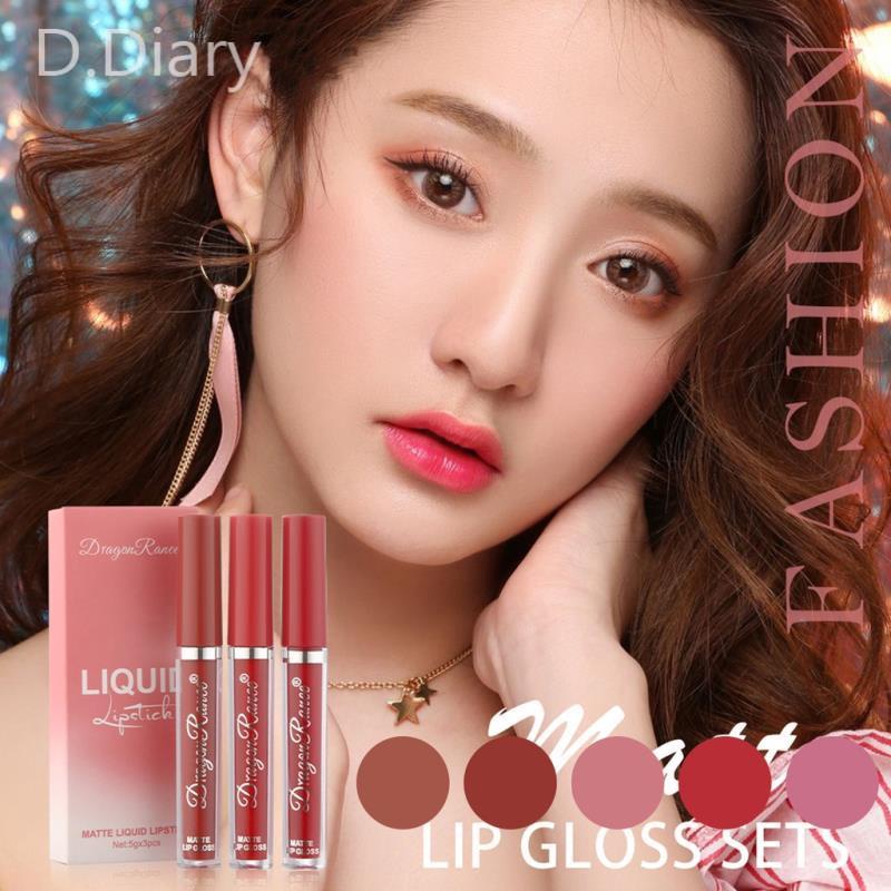 Set 3 Son Môi Dạng Lỏng Chống Thấm Nước Lâu Trôi Chất Lượng Cao dreamdiary