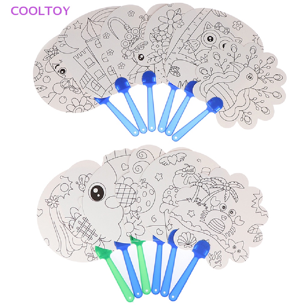 Cooltoy 1 Quạt Cầm Tay Hoạt Hình Tô Màu Thủ Công DIY Đồ Chơi Cho Trẻ Mẫu Giáo HOT