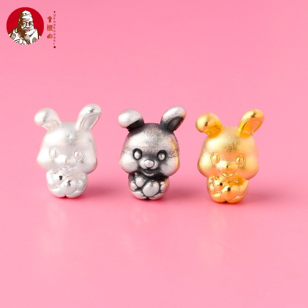 Hạt Xỏ Lỗ Cứng Bạc 999 Hình Thỏ 3D Dùng Làm Vòng Tay Handmade DIY