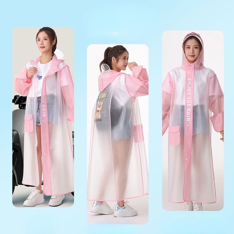Áo Mưa Dáng Dài Bằng EVA Dày Dặn Thời Trang Cho Người Lớn