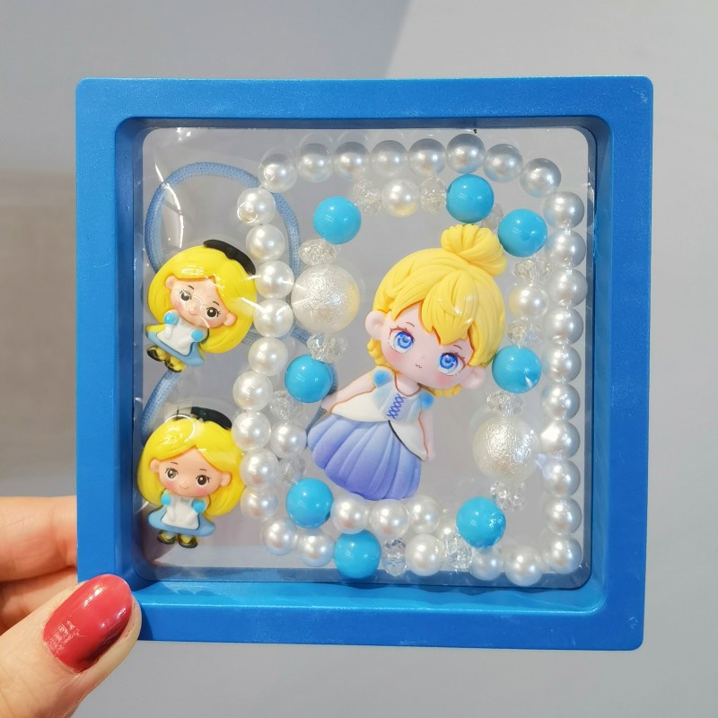 Bộ Vòng cổ + Dây Buộc Tóc Hình Công Chúa Tiên Cá Hoạt Hình Cho Bé Gái